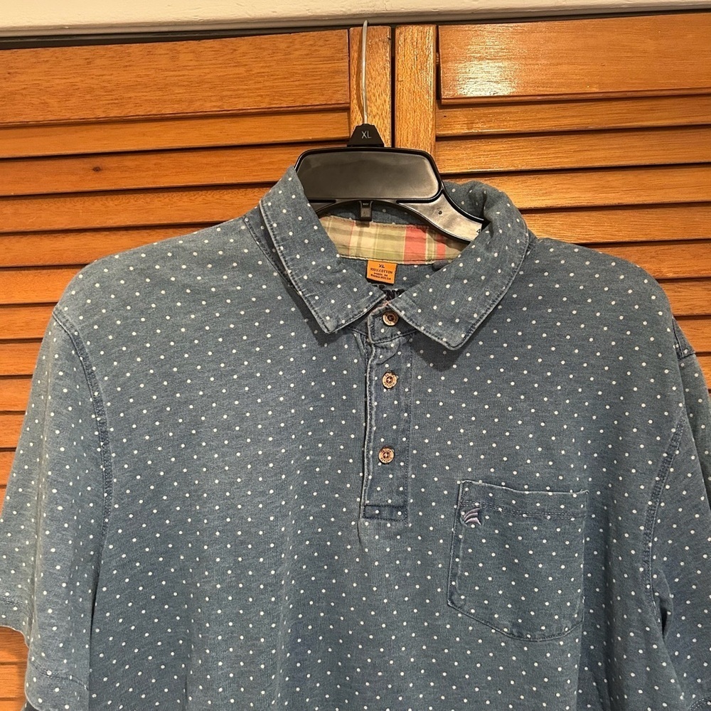 Tailor Vintage Men’s Blue and White Polka Dot Business Casual Polo Sz XL - Picture 2 of 5